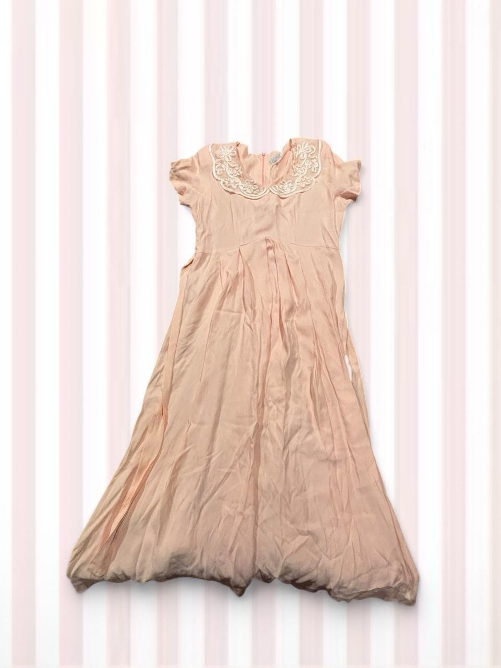 Soft Blush Maxi Dress with Lace Yoke